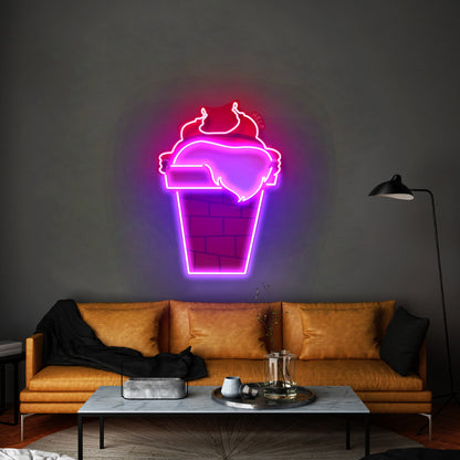 Santa Stuck In Chimney Christmas Led Neon Artwork For Sale