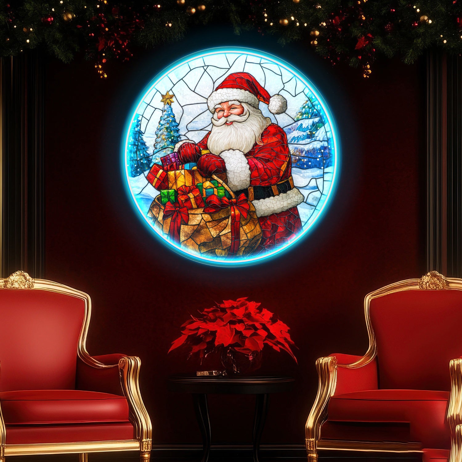 Santa with a Bag of Gifts Acrylic Led Neon Sign | Shineneon