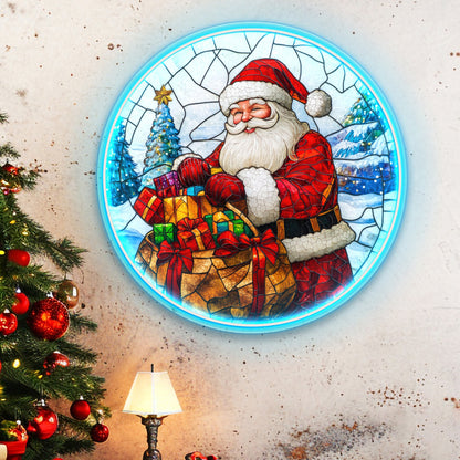 Santa with a Bag of Gifts Acrylic Led Neon Sign | Shineneon