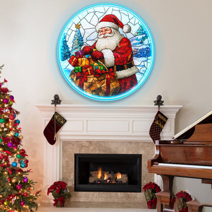 Santa with a Bag of Gifts Acrylic Led Neon Sign | Shineneon