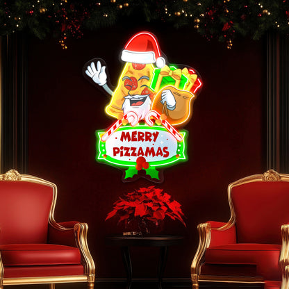 Santa with Pizza Slice Acrylic Led Neon Sign | Shineneon