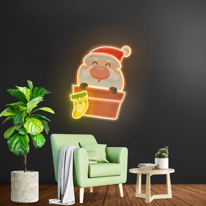 Santa With Sock Christmas Led Neon Acrylic Artwork For Sale - Shineneon