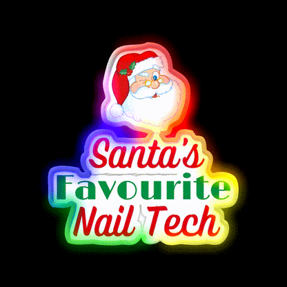 Santas Favourite Nail Tech Nail Salon Led Neon Sign Rgb Color - LED neon sign close-up detail