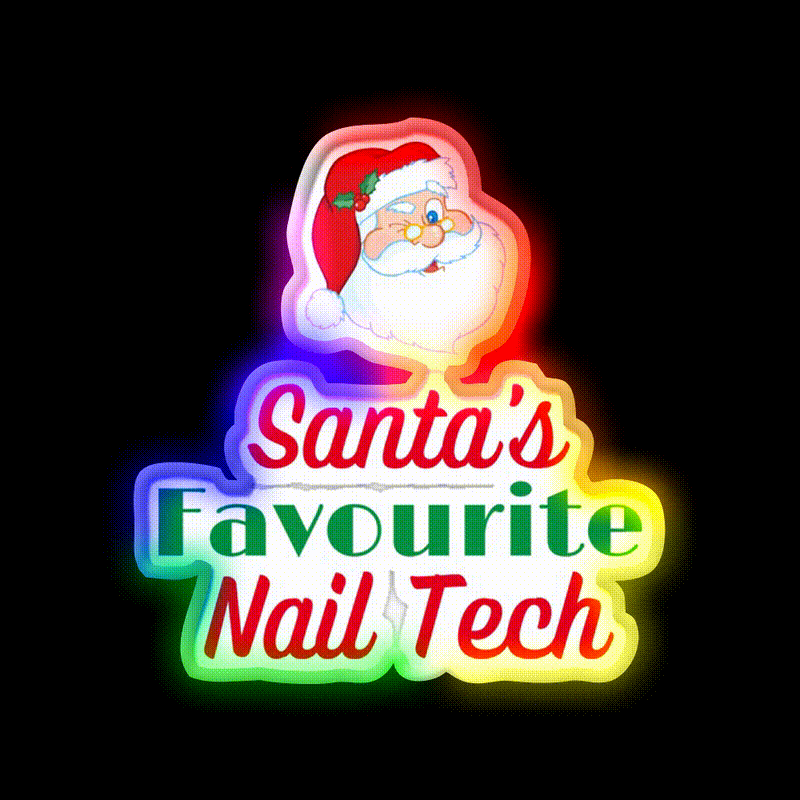 Santas Favourite Nail Tech Nail Salon Led Neon Sign Rgb Color - LED neon sign close-up detail