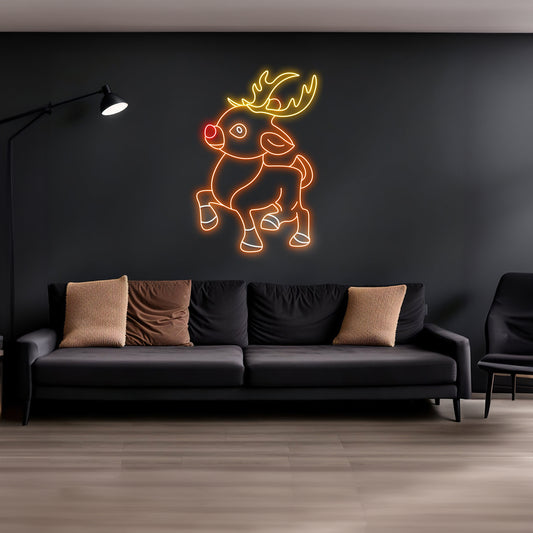 Santas Reindeer Neon Sign Christmas Led Neon Lights Decor