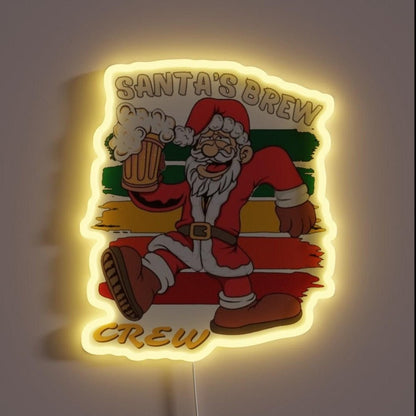 Santasbrew Crew Festive Christmas Rgb Led Neon Sign - Shineneon