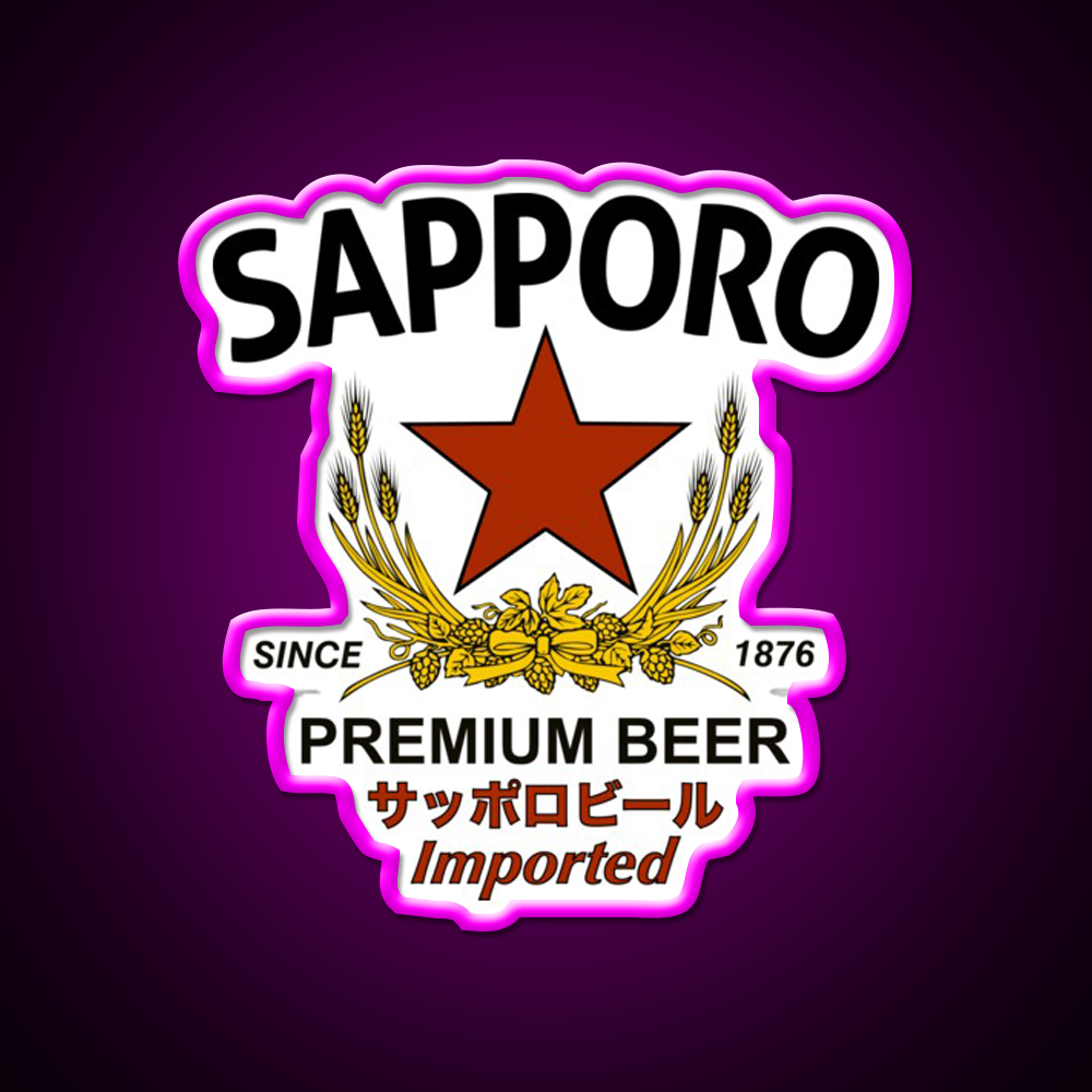 Sapporo Beer Bar Decor Led Neon Sign Business Neon Sign Rgb Color - Neon sign mounted on wall in room