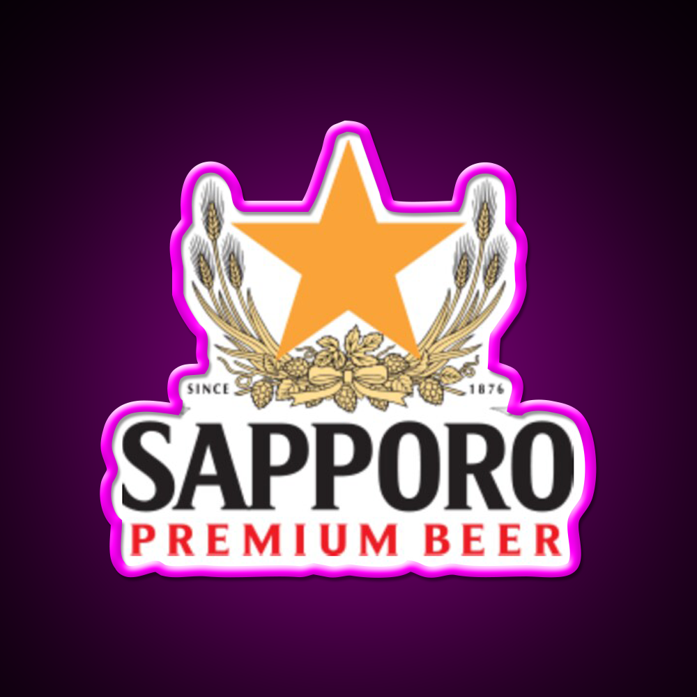 Sapporo Beer Bar Decor Led Neon Sign Rgb Color - Neon sign mounted on wall in room