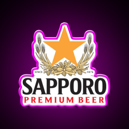 Sapporo Beer Bar Decor Led Neon Sign Rgb Color - Neon sign mounted on wall in room