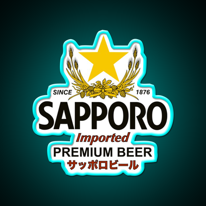 Sapporo Beer Bar Decor Led Neon Sign Wall Art Rgb Color - Size and dimension reference