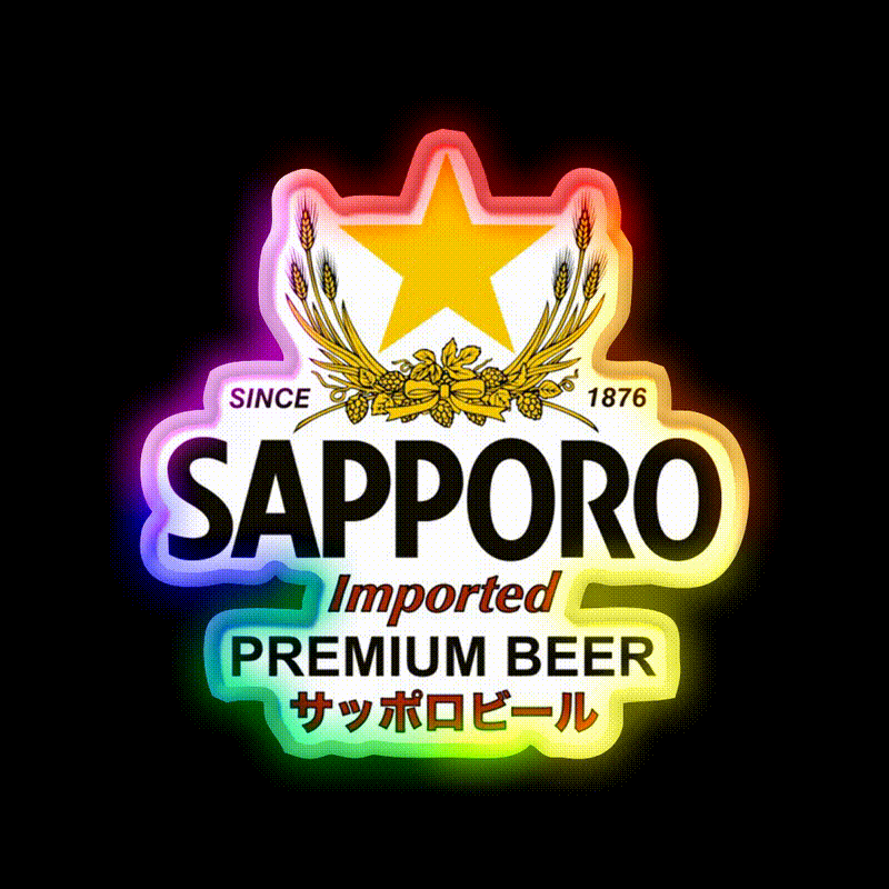 Sapporo Beer Bar Decor Led Neon Sign Wall Art Rgb Color - LED neon sign close-up detail