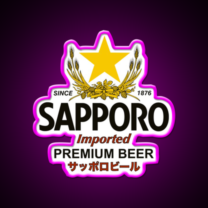 Sapporo Beer Bar Decor Led Neon Sign Wall Art Rgb Color - Neon sign mounted on wall in room