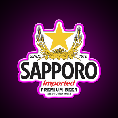 Sapporo Beer Bar Decor Led Neon Sign Wall Decor Rgb Color - Neon sign mounted on wall in room