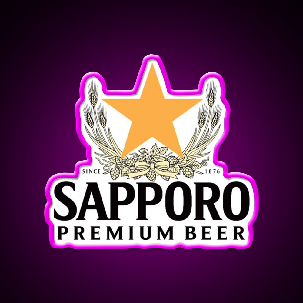Sapporo Logo Beer Bar Decor Led Neon Sign Rgb Color - Neon sign mounted on wall in room