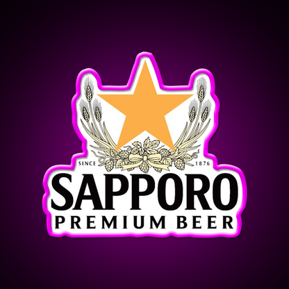 Sapporo Logo Beer Bar Decor Led Neon Sign Rgb Color - Neon sign mounted on wall in room