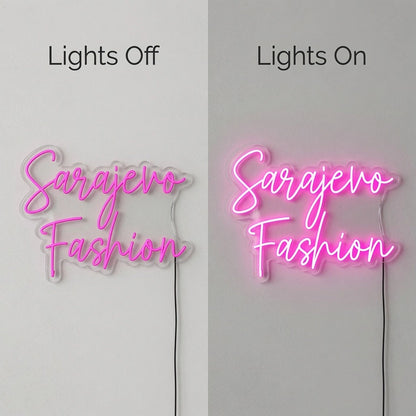 Sarajevo Fashion LED Neon Sign - 06 Day Night Comparison