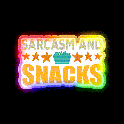 Sarcasm And Snacks Snack Food Led Neon Sign Rgb Color - LED neon sign close-up detail