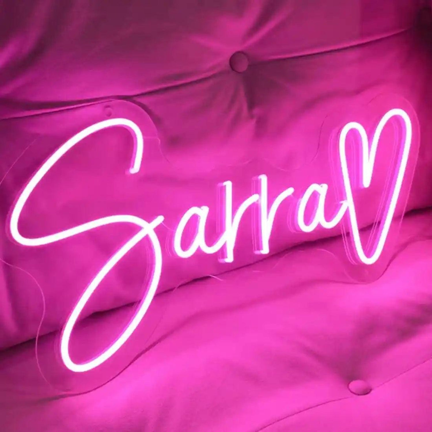 Sarrah Pink Heart Led Neon Sign For Bedroom Home Decor | Shineneon