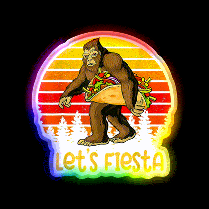Sas Qua Tch Carrying Taco Retro Lets Fiesta Taco Led Neon Sign Rgb Color - LED neon sign close-up detail