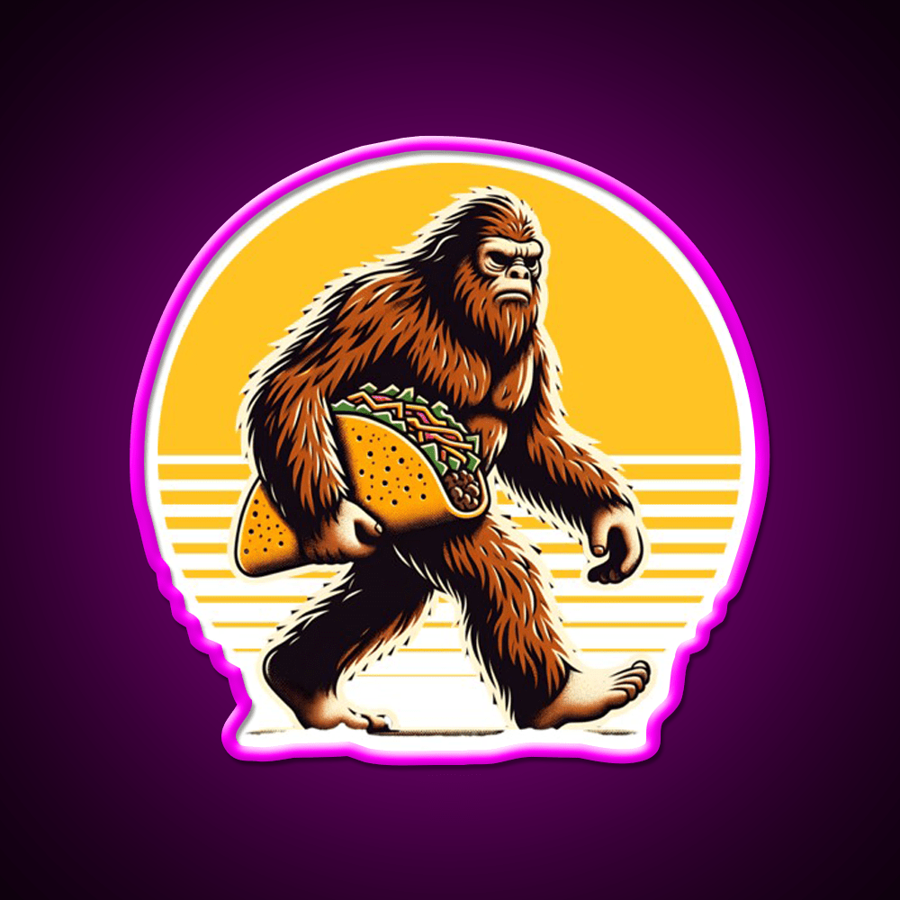 Sasquatch Taco Vintage Funny Bigfoot Lovers Taco Led Neon Sign Rgb Color - Shineneon