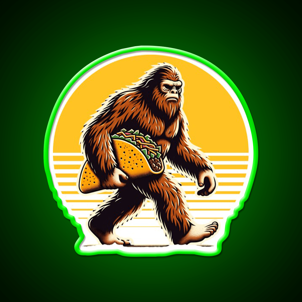 Sasquatch Taco Vintage Funny Bigfoot Lovers Taco Led Neon Sign Rgb Color - Shineneon