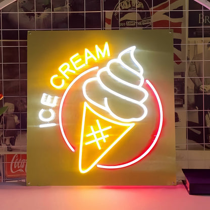 Satisfy Your Cravingsdelicious Ice Cream Neon Sign | Shineneon