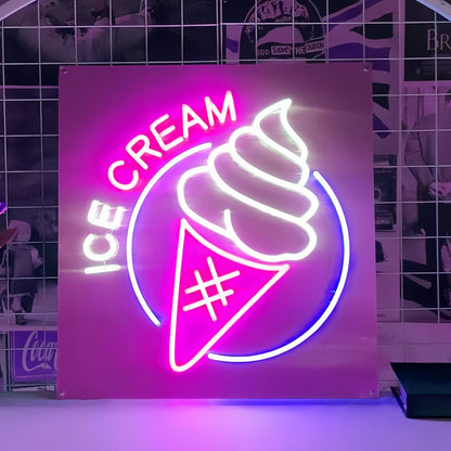 Satisfy Your Cravingsdelicious Ice Cream Neon Sign | Shineneon