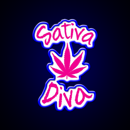 Sativa Diva Stoner Chick Hemp Inspired Green Leaf Led Neon Sign Rgb Color