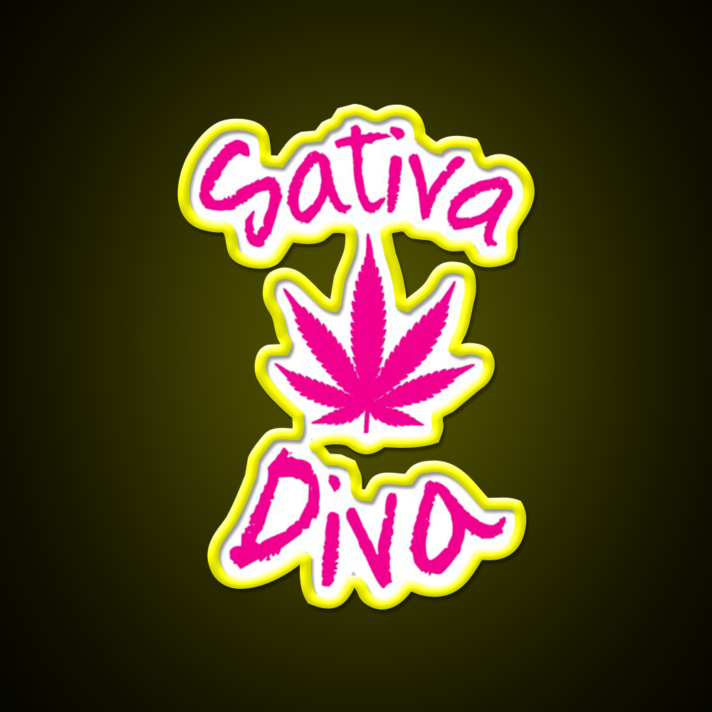 Sativa Diva Stoner Chick Hemp Inspired Green Leaf Led Neon Sign Rgb Color