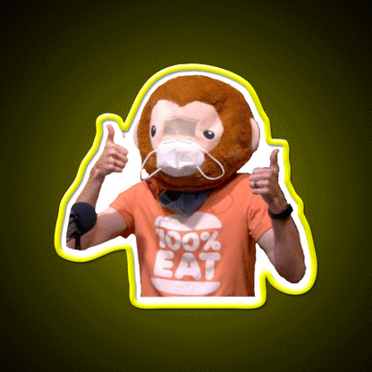 Sauce Monkey Thumb Up Fast Food Led Neon Sign For Burger Place Rgb Color - Custom LED neon sign front view