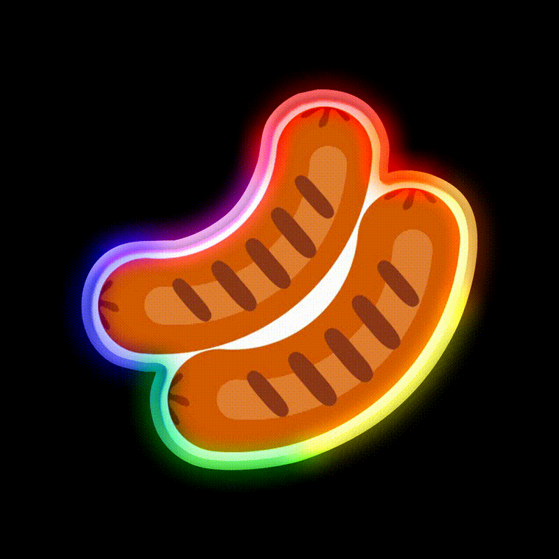 Sausages Fast Food Led Neon Sign For Burger Place Rgb Color - LED neon sign close-up detail