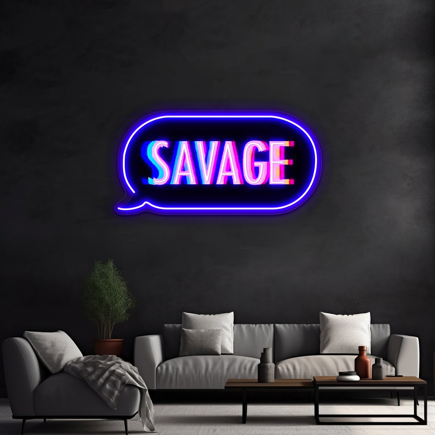 Savage Text Bubble Artwork Custom Led Signs