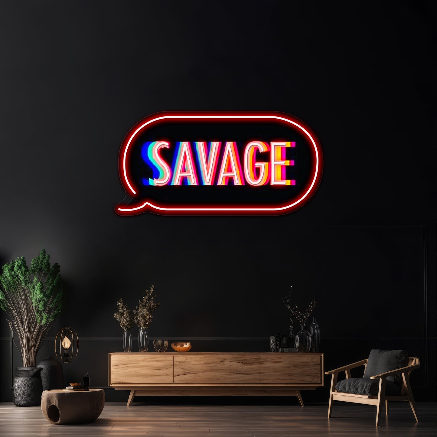 Savage Text Bubble Artwork Custom Led Signs