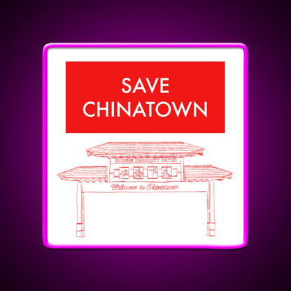 Save Chinatown Asian Cultural Led Neon Sign Rgb Color - Neon sign mounted on wall in room