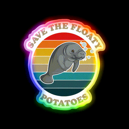 Save The Floaty Potatoes Humor Snack Food Led Neon Sign Rgb Color - LED neon sign close-up detail