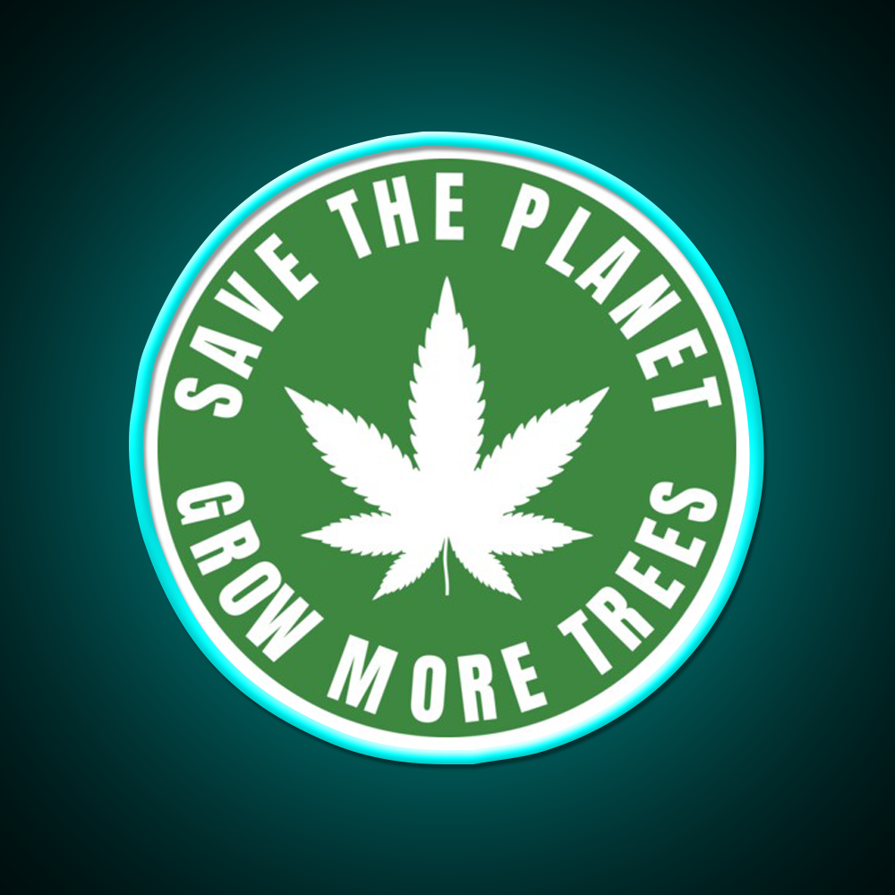 Save The Planet Grow More Trees Hemp Inspired Green Leaf Led Neon Sign Rgb Color - Size and dimension reference