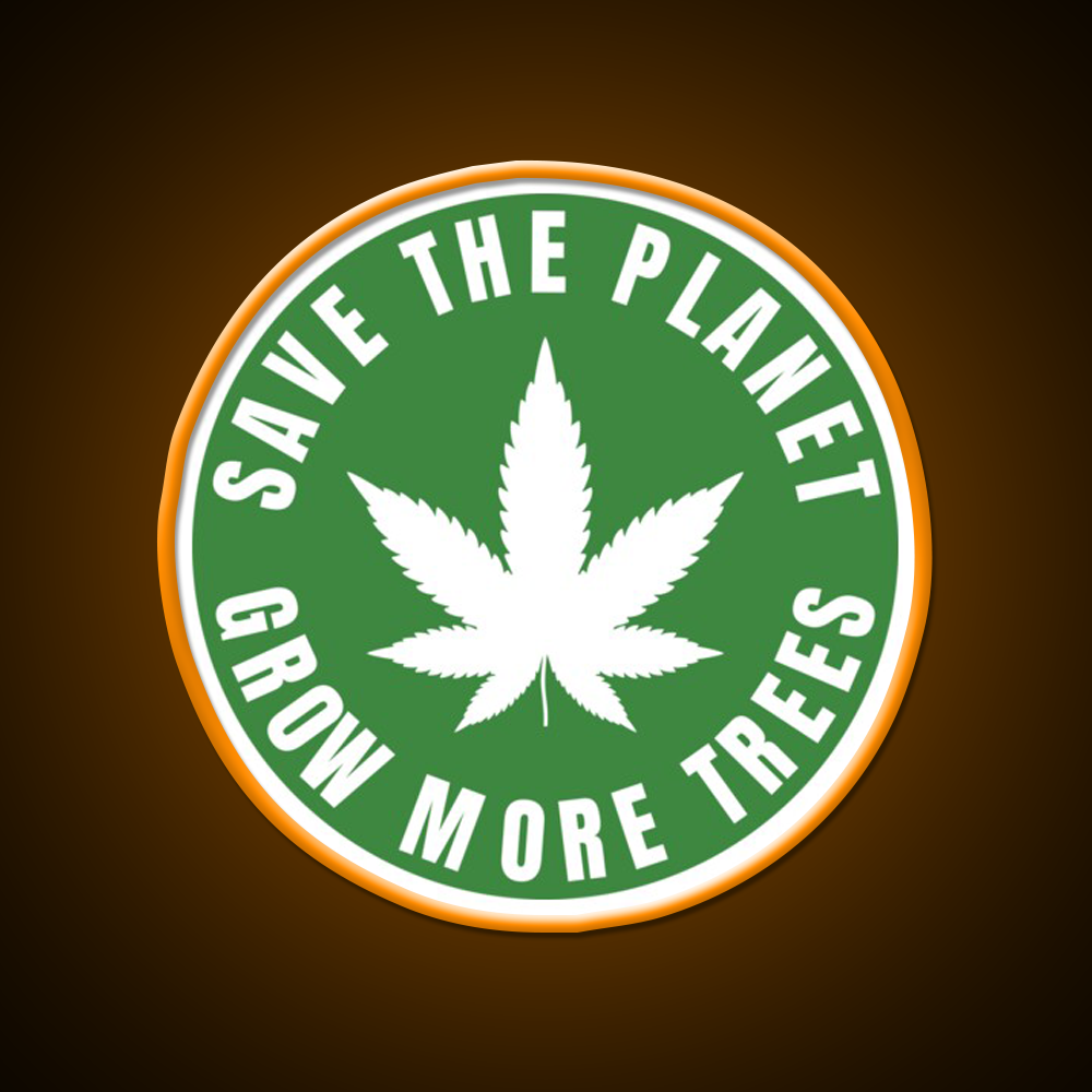 Save The Planet Grow More Trees Hemp Inspired Green Leaf Led Neon Sign Rgb Color - LED neon sign view 6