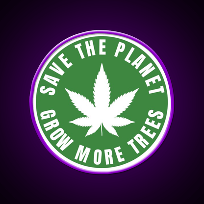 Save The Planet Grow More Trees Hemp Inspired Green Leaf Led Neon Sign Rgb Color - Shineneon