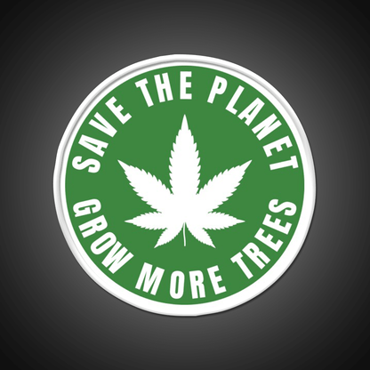 Save The Planet Grow More Trees Hemp Inspired Green Leaf Led Neon Sign Rgb Color - Shineneon