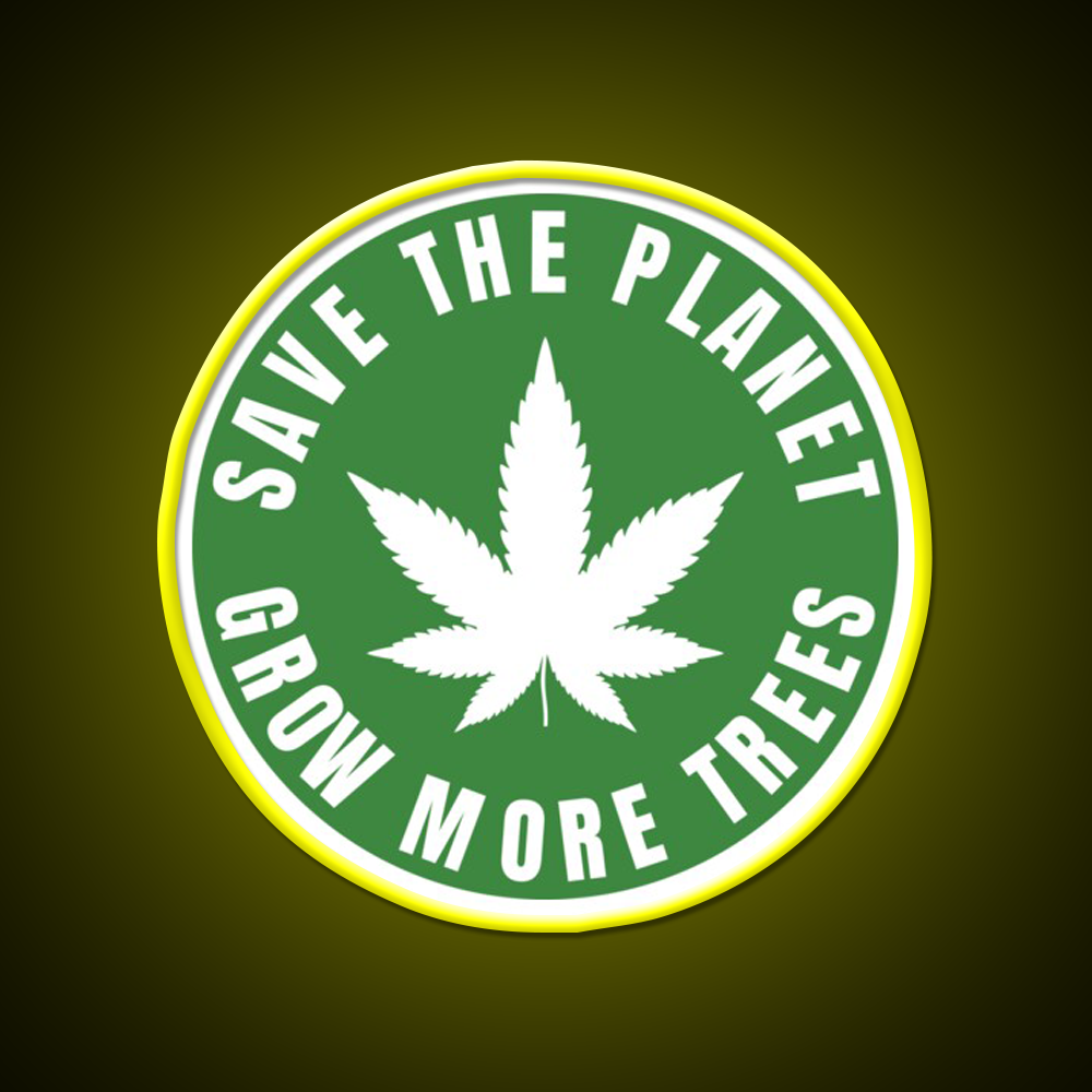 Save The Planet Grow More Trees Hemp Inspired Green Leaf Led Neon Sign Rgb Color - LED neon sign view 7