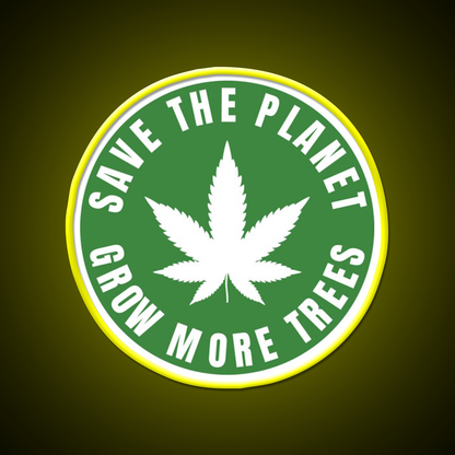 Save The Planet Grow More Trees Hemp Inspired Green Leaf Led Neon Sign Rgb Color - LED neon sign view 7