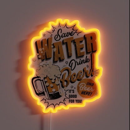 Save The Water Rgb Led Neon Sign - Shineneon