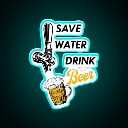 Save Water Drink Beer Bar Decor Led Neon Sign Rgb Color - Size and dimension reference