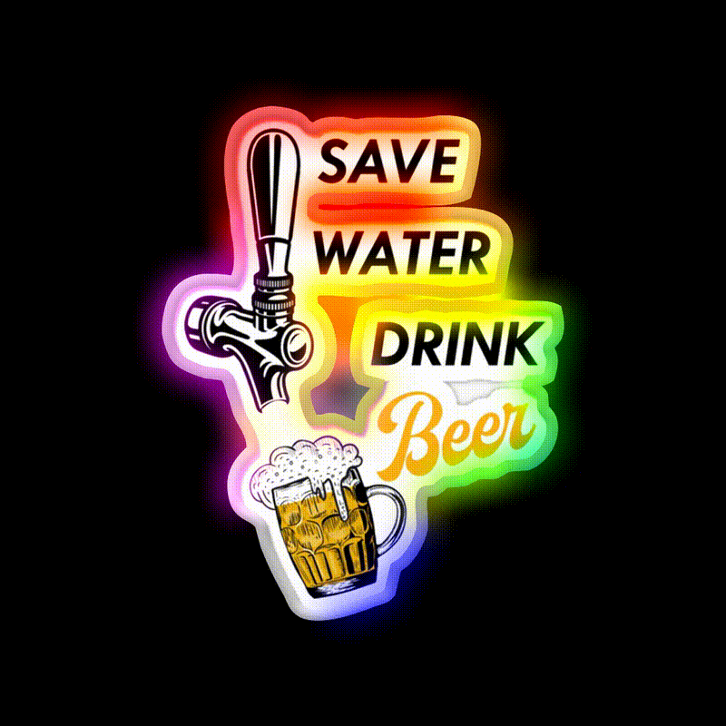 Save Water Drink Beer Bar Decor Led Neon Sign Rgb Color - LED neon sign close-up detail