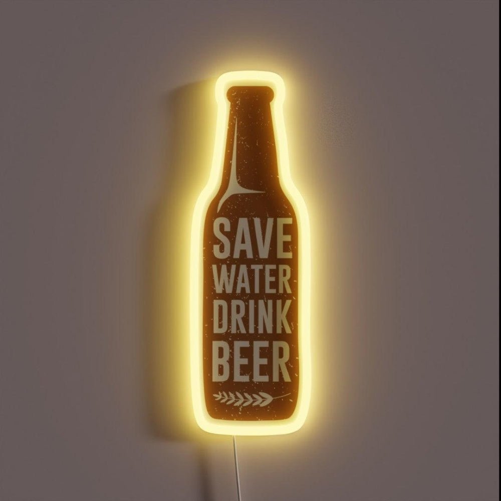 Save Water Drink Beer Bottle Rgb Led Neon Sign - Shineneon