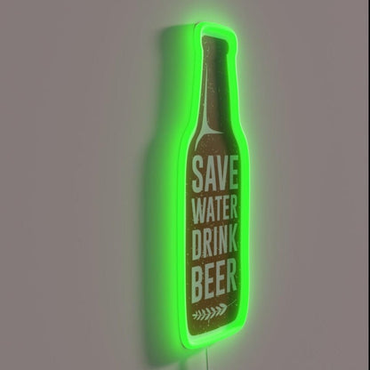 Save Water Drink Beer Bottle Rgb Led Neon Sign - Shineneon