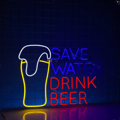 Save Water Drink Beer Led Neon Sign Bar Pub Wall Art | Shineneon