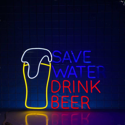 Save Water Drink Beer Led Neon Sign Bar Pub Wall Art | Shineneon
