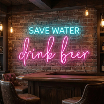 Save Water Drink Beer LED Neon Sign Home Wall Art - 02 High-Converting Product Image