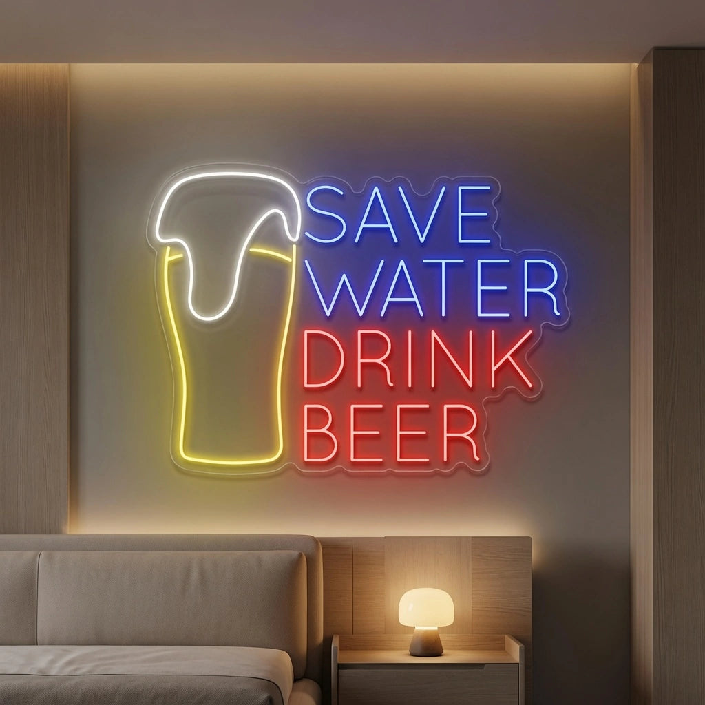 Save Water Drink Beer LED Neon Sign Wall Neon Sign - 01 Original Product Image